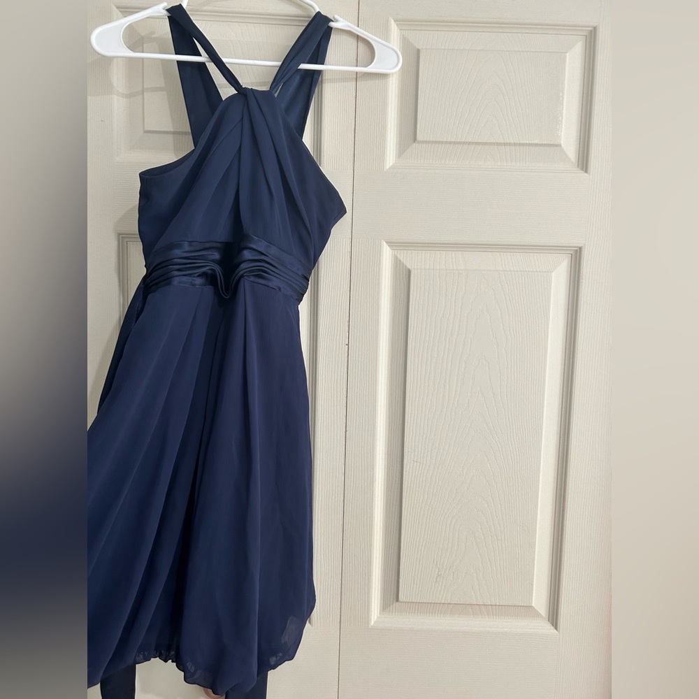 David’s Bridal Navy Blue Bridesmaid Dress, worn once
